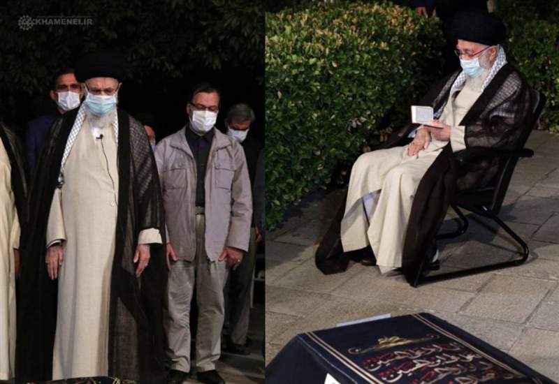 اقامه نماز رهبر انقلاب بر پیکر آیت‌الله حسن‌زاده آملی + تصاویر