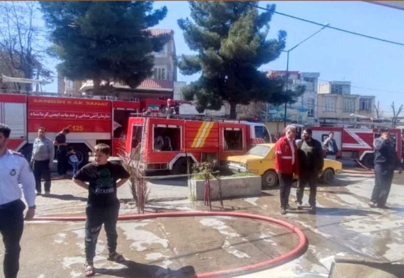 فیلم| آتش‌سوزی شدید در پمپ بنزین کرمانشاه